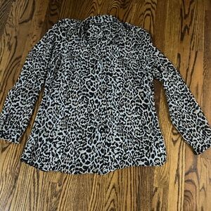 Sheer Leopard Print Long Sleeve Top